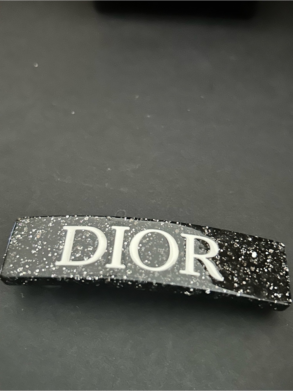 Dior/ Black and White Glitter Logo Hair Clip